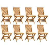 vidaXL Záhradné stoličky s krémovými podložkami 8 ks tíkový masív - cena, srovnání