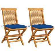 vidaXL Záhradné stoličky s modrými podložkami 2 ks tíkový masív - cena, srovnání