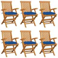 vidaXL Záhradné stoličky s modrými podložkami 6 ks tíkový masív - cena, srovnání