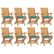 vidaXL Záhradné stoličky s modrými podložkami 8 ks tíkový masív - cena, srovnání