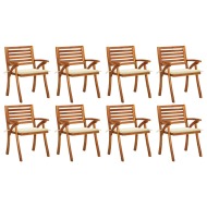 vidaXL Záhradné stoličky so sedákmi 8 ks akáciový masív - cena, srovnání