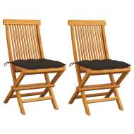 vidaXL Záhradné stoličky so sivohnedými podložkami 2 ks tíkový masív - cena, srovnání