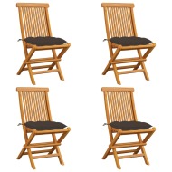 vidaXL Záhradné stoličky so sivohnedými podložkami 4 ks tíkový masív - cena, srovnání