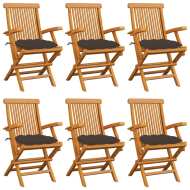 vidaXL Záhradné stoličky so sivohnedými podložkami 6 ks tíkový masív - cena, srovnání