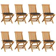 vidaXL Záhradné stoličky so sivohnedými podložkami 8 ks tíkový masív - cena, srovnání