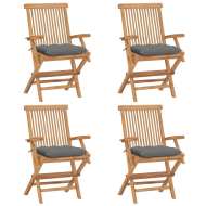 vidaXL Záhradné stoličky so sivými podložkami 4 ks tíkový masív - cena, srovnání