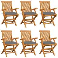 vidaXL Záhradné stoličky so sivými podložkami 6 ks tíkový masív - cena, srovnání