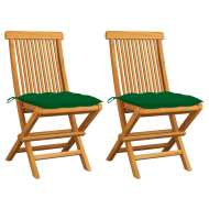 vidaXL Záhradné stoličky so zelenými podložkami 2 ks tíkový masív - cena, srovnání