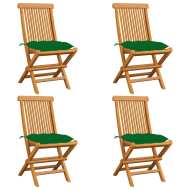 vidaXL Záhradné stoličky so zelenými podložkami 4 ks tíkový masív - cena, srovnání