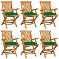 vidaXL Záhradné stoličky so zelenými podložkami 6 ks tíkový masív - cena, srovnání