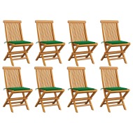 vidaXL Záhradné stoličky so zelenými podložkami 8 ks tíkový masív - cena, srovnání