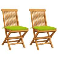 vidaXL Záhradné stoličky so žiarivo zelenými podložkami 2 ks tíkový masív - cena, srovnání