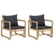 vidaXL Záhradné stoličky s podložkami 2 ks bambusové - cena, srovnání