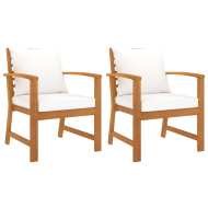 vidaXL Záhradné stoličky s podložkami 2 ks krémové akáciový masív - cena, srovnání