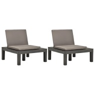 vidaXL Záhradné stoličky s podložkami 2 ks plast antracitové - cena, srovnání