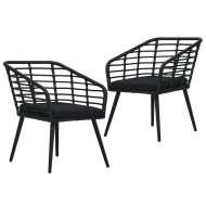vidaXL Záhradné stoličky s podložkami 2 ks, polyratan, čierne - cena, srovnání