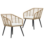vidaXL Záhradné stoličky s podložkami 2 ks, polyratan, dubová farba - cena, srovnání