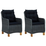 vidaXL Záhradné stoličky s podložkami 2 ks polyratanové tmavosivé