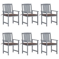 vidaXL Záhradné stoličky s podložkami 6 ks akáciový masív sivé - cena, srovnání