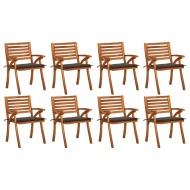 vidaXL Záhradné stoličky s podložkami 8 ks akáciový masív - cena, srovnání