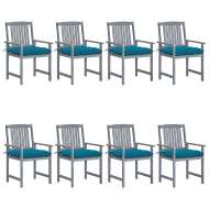 vidaXL Záhradné stoličky s podložkami 8 ks akáciový masív sivé - cena, srovnání