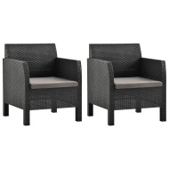 vidaXL Záhradné stoličky s vankúšmi 2 ks PP antracitové - cena, srovnání
