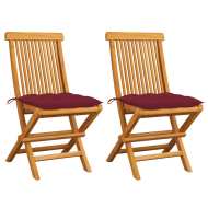 vidaXL Záhradné stoličky s vínovo-červenými podložkami 2 ks tíkový masív - cena, srovnání