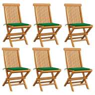 vidaXL Záhradné stoličky, zelené podložky 6 ks, tíkový masív - cena, srovnání