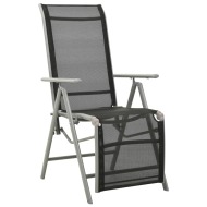 vidaXL Sklápacia záhradná stolička hliník a textilén strieborná - cena, srovnání