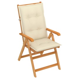 vidaXL Záhradná stolička s krémovými podložkami tíkový masív