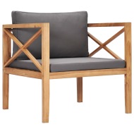 vidaXL Záhradná stolička so sivými podložkami tíkový masív
