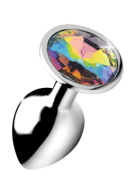 Booty Sparks Rainbow Prism Gem Anal Plug Silver Small