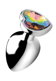 Booty Sparks Rainbow Prism Heart Anal Plug Silver Large