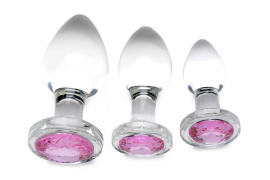 Booty Sparks Pink Gem Glass Anal Plug Set