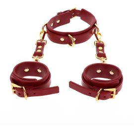 Taboom Bondage in Luxury D-Ring Collar and Wrist Cuffs