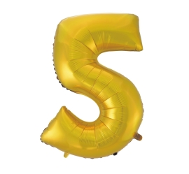 Godan Fóliový balón číslo 5 - zlatá matná - 92 cm