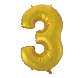 Godan Fóliový balón číslo 3 - zlatá matná - 92 cm