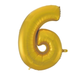 Godan Fóliový balón číslo 6 - zlatá matná - 92 cm