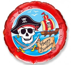 Godan Fóliový balón 18" Pirati Happy Birthday - červená