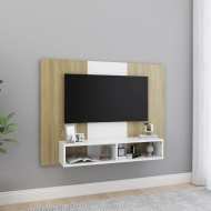 vidaXL Nástenná TV skrinka biela a dub sonoma 120x23,5x90 cm drevotrieska - cena, srovnání