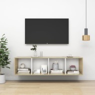 vidaXL Nástenná TV skrinka dub sonoma a biela 37x37x142,5 cm drevotrieska - cena, srovnání