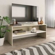vidaXL TV skrinka, biela a dub sonoma 100x40x40 cm, drevotrieska - cena, srovnání