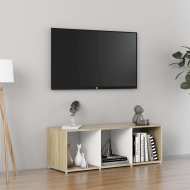 vidaXL TV skrinka biela a dub sonoma 107x35x37 cm drevotrieska - cena, srovnání