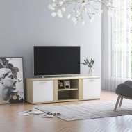 vidaXL TV skrinka, biela a dub sonoma 120x34x37 cm, drevotrieska - cena, srovnání