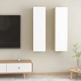 vidaXL TV skrinka biela a dub sonoma 30,5x30x110 cm drevotrieska