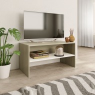 vidaXL TV skrinka, biela a dub sonoma 80x40x40 cm, drevotrieska - cena, srovnání