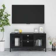 vidaXL TV skrinka čierna 105x35x52 cm oceľ a sklo - cena, srovnání