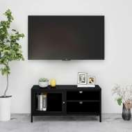vidaXL TV skrinka čierna 90x30x44 cm oceľ a sklo - cena, srovnání