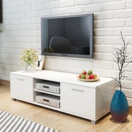 vidaXL TV skrinka, lesklá biela 120x40,3x34,7 cm