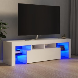 vidaXL TV skrinka s LED svetlami lesklá biela 140x35x40 cm